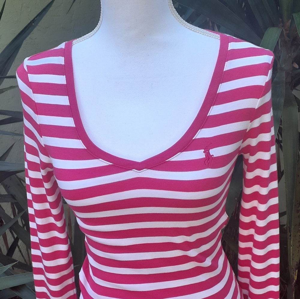 Ralph Lauren Striped V neck Long Sleeve